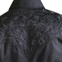 Men's Vintage Tooling Embroidered Black-on-Black Western Shirt - Rockmount