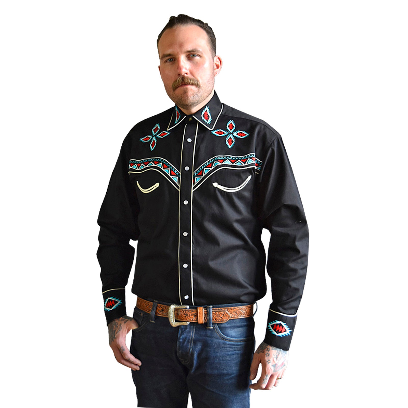 Rockmount Native Pattern Embroidered Western Shirt