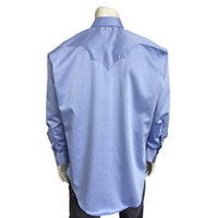 Men's Light Blue Pima Cotton Herringbone Western Shirt - Rockmount