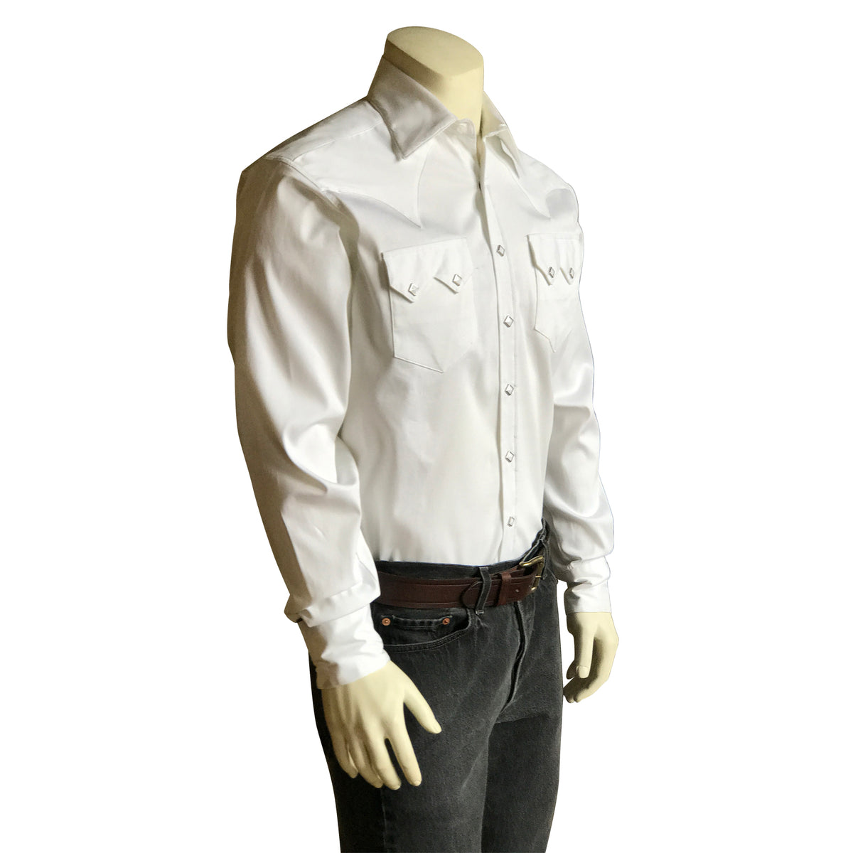 Men's Pima Cotton Pique Rib White-on-White Western Shirt - Rockmount