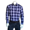 Men's Midnight Blue & White Shadow Plaid Western Shirt - Rockmount