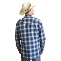 Men's Blue & White Shadow Plaid Western Shirt - Rockmount