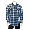 Men's Blue & White Shadow Plaid Western Shirt - Rockmount