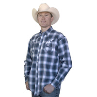 Men's Blue Lucky Horseshoes Embroidered Western Shirt - Rockmount