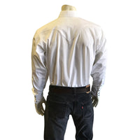 Men's Classic Pima Cotton Solid White Western Shirt with Black Snaps - Rockmount
