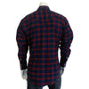 Men's Navy & Red Extra-Fine Pima Cotton Windowpane Plaid Western Shirt - Rockmount