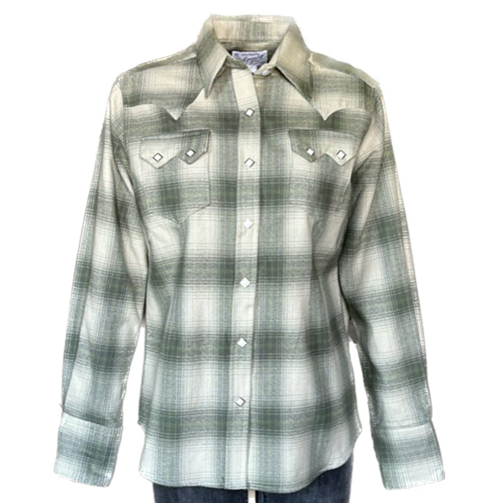 Rockmount Men's Plush Green Flannel Plaid Western Shirt