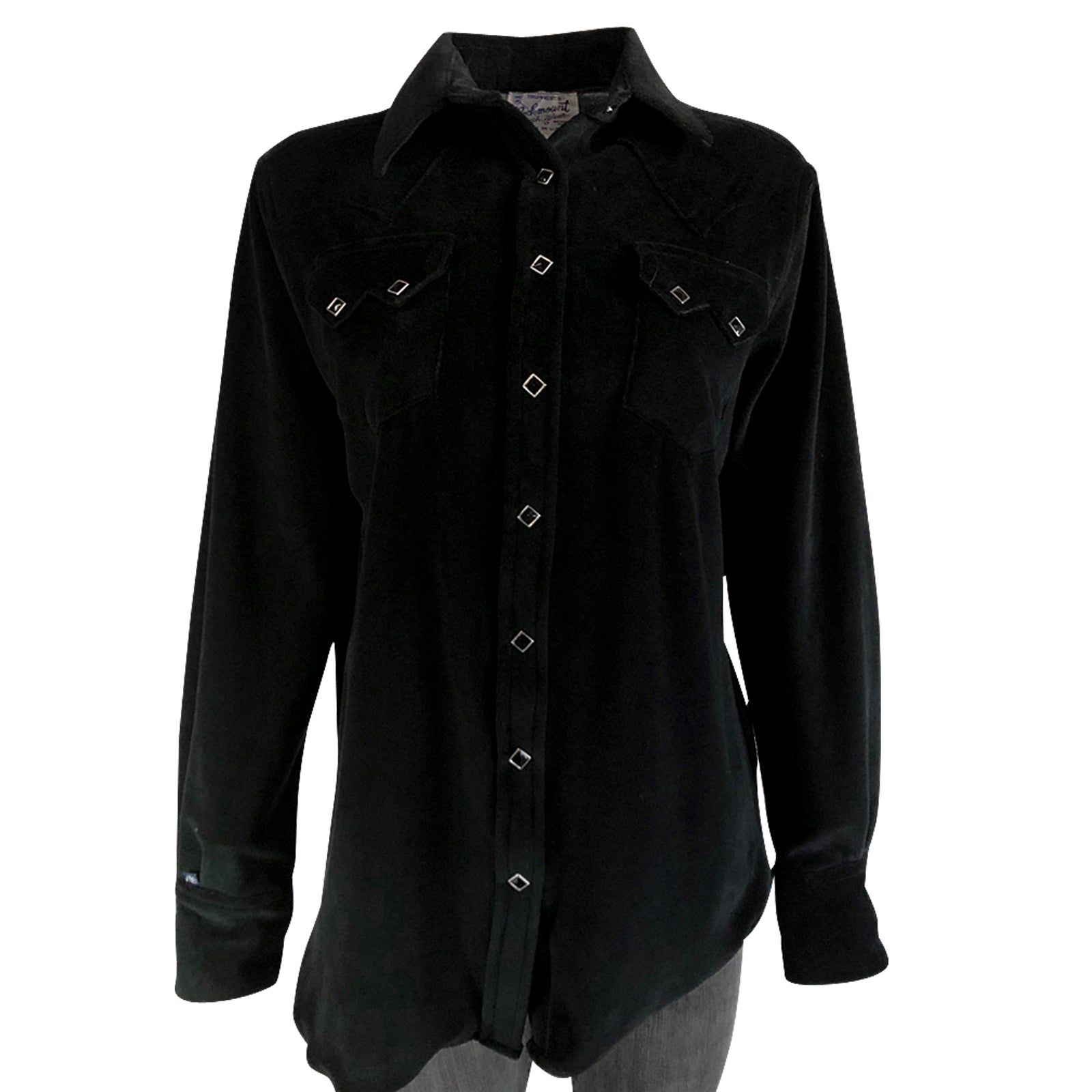 Women’s Velvet Cotton Blend Solid Black Western Shirt - Rockmount