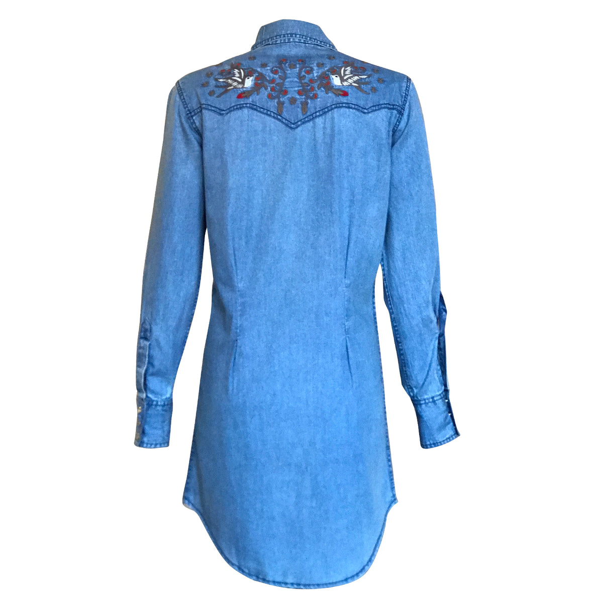 Women's Flying Swallows Embroidered Denim Western Shirt Dress - Rockmount