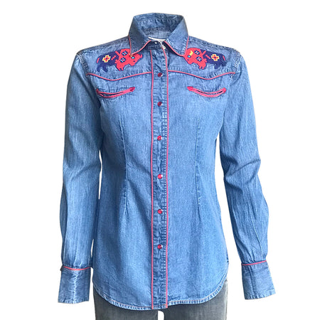 Rockmount Women's Denim Bronc Embroidered Western Shirt