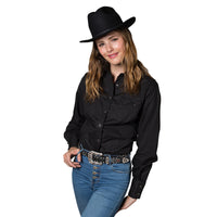 Women's Classic Pima Cotton Solid Black Western Shirt - Rockmount