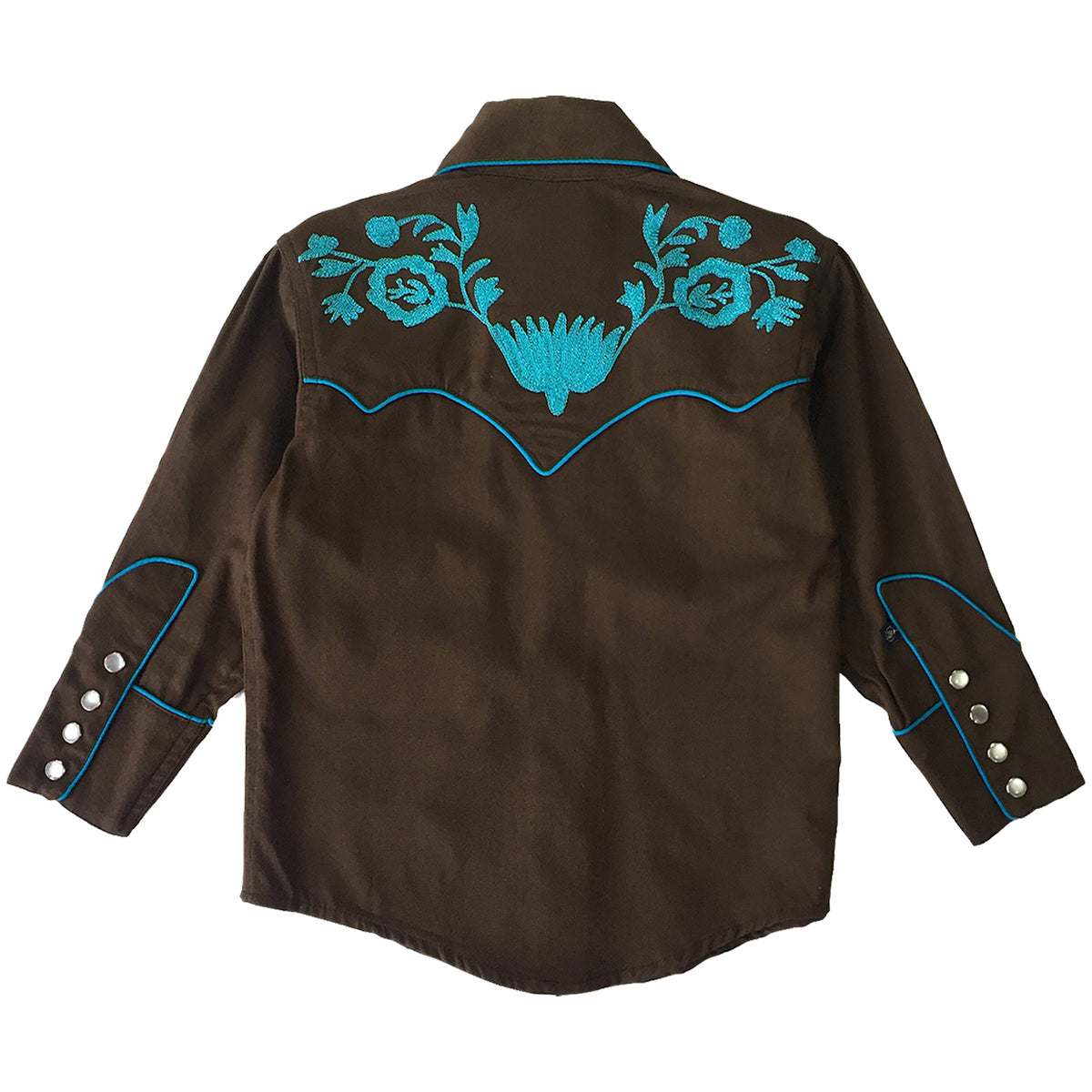 Kid's Embroidered Floral Western Shirt in Brown - Rockmount
