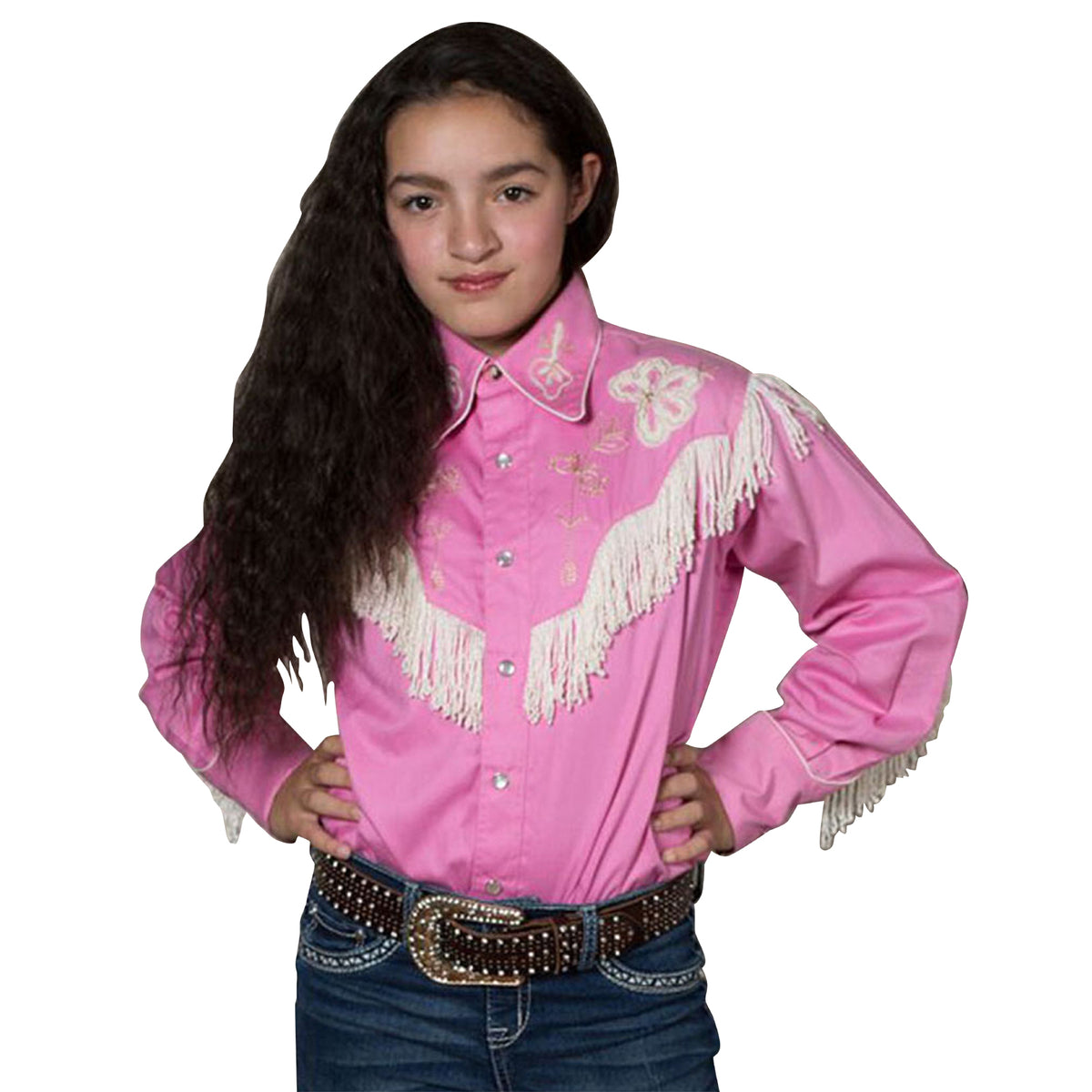 Kid's Embroidered Vintage Fringe Pink Western Shirt - Rockmount