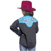 Kid's 2-Tone Space Cowboy Embroidered Western Shirt in Black & Turquoise - Rockmount