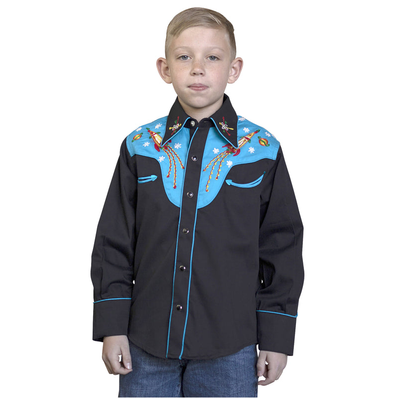Ropey Of Denver Colorado Embroidered Western Shirt Kids Large 12-14 Youth L