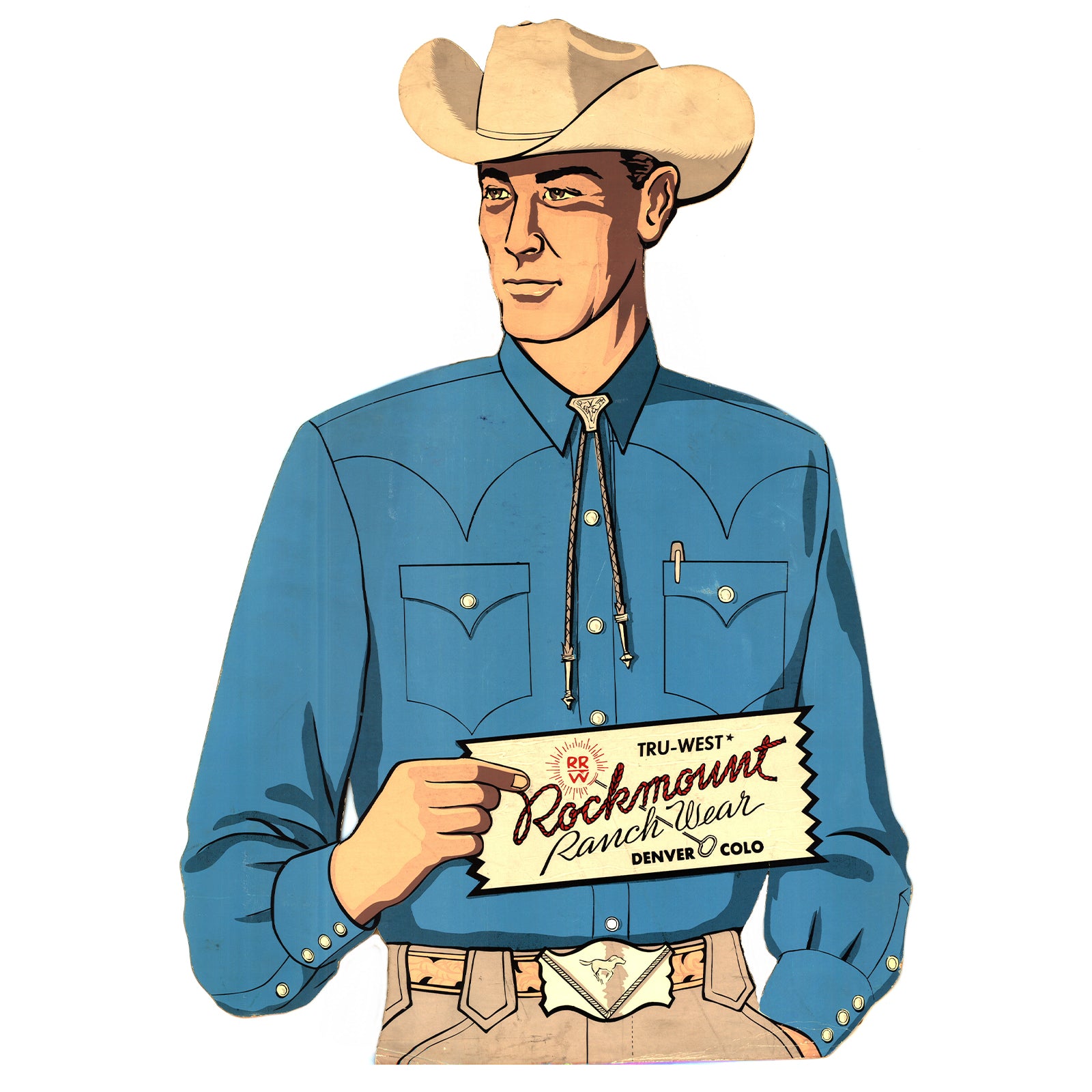 Rockmount Ranch Wear Blue Solid Vintage Western Cowboy Poster - Rockmount
