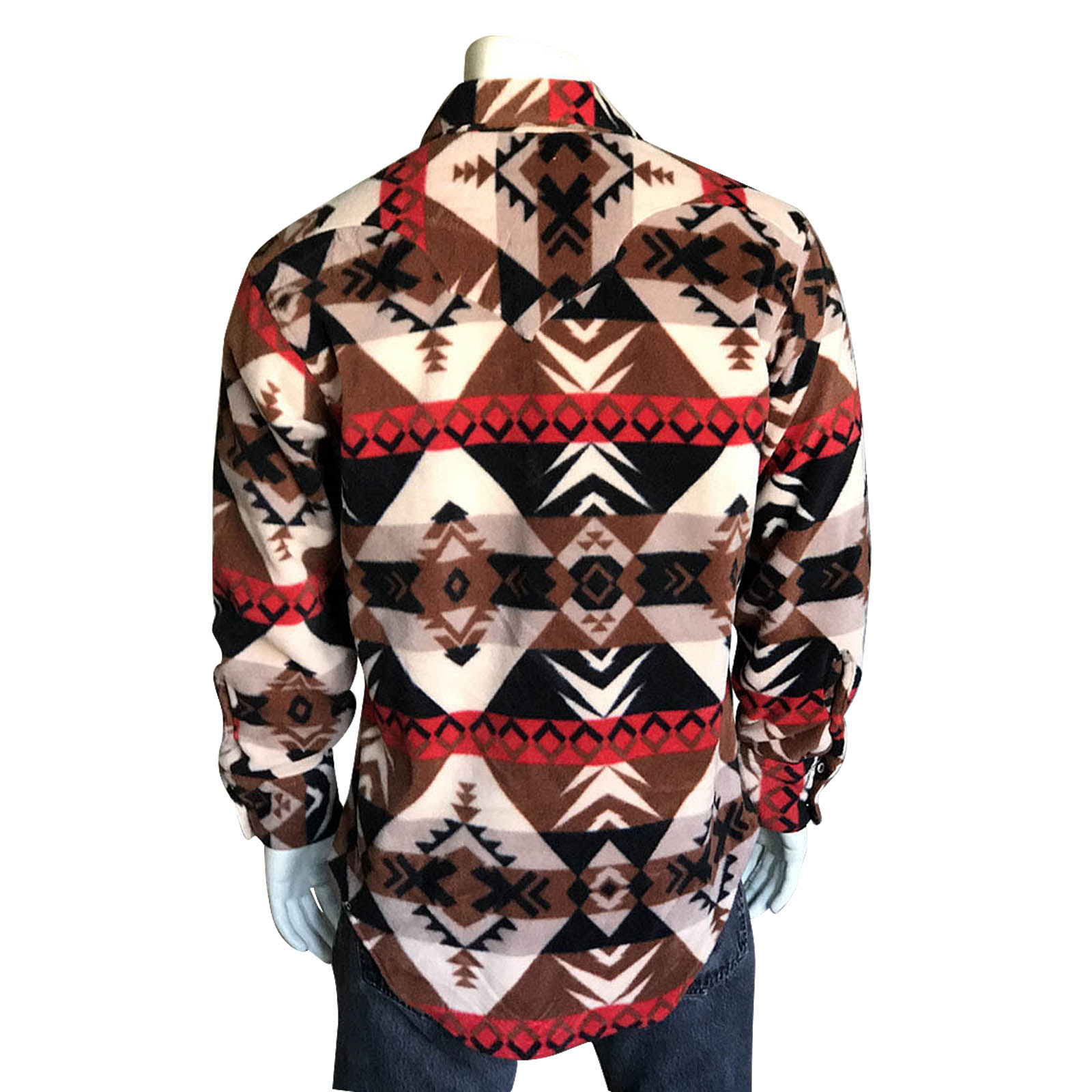 Men's Native Pattern Fleece Western Shirt in Black & Red - Rockmount
