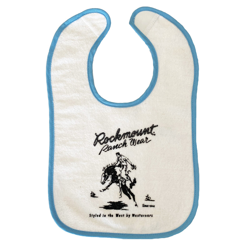 Baby Rockmount Bronc 100% Cotton Western Bib in Blue - Rockmount